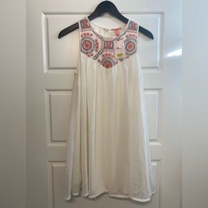 Chelsea & Violet Natural Multi Embroidered Yoke Dress - Size:Small